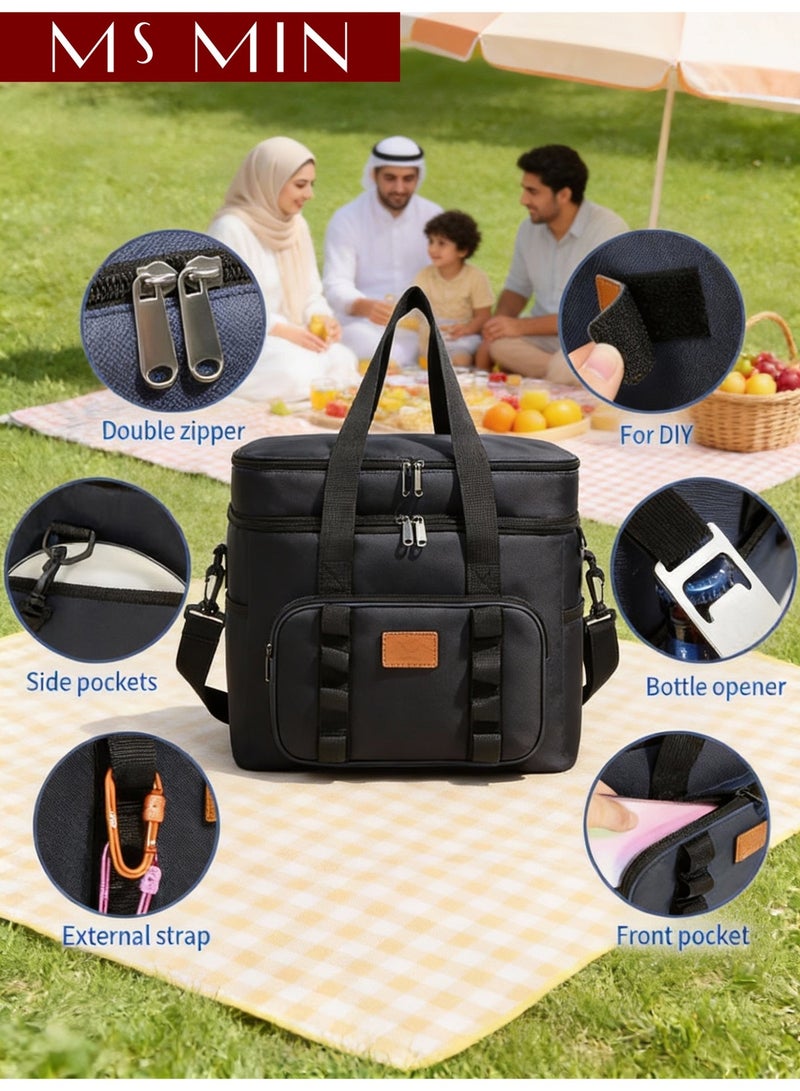 MS MIN Large Capacity Insulated Lunch Bag (23L), Thermal Lunch Box Bag with Waterproof Leakproof Liner, Reusable Cooler Bag for Office, Work & Outdoor Use - Image 3